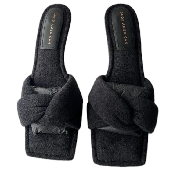 NEW Good American Terry Kickstand Mule Black Size 10 - Picture 10 of 10